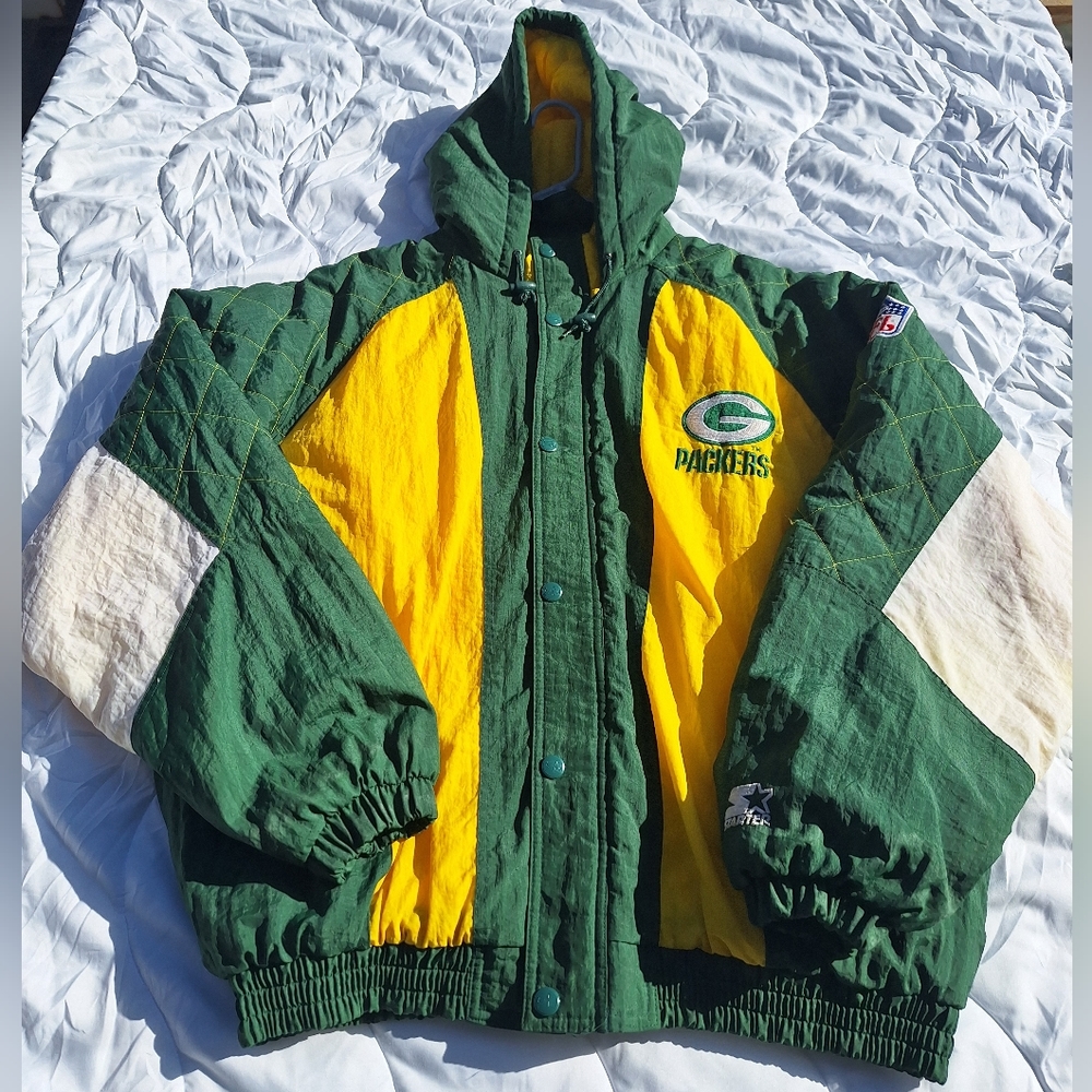 Vintage 90's GREEN BAY PACKERS Pro Line Starter Jacket Hooded Full Zip, XXL